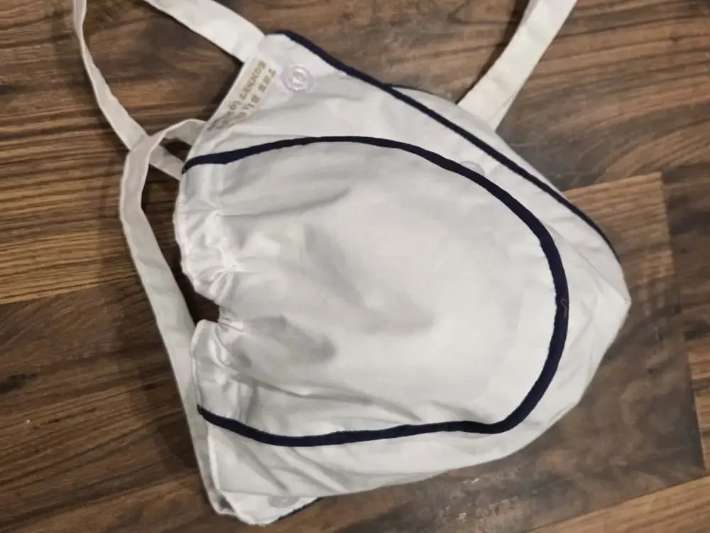 The Beaufort Bonnet Company TBBC Barringer Bonnet Baby Hat White Navy Sz S